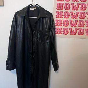 Faux leather shacket